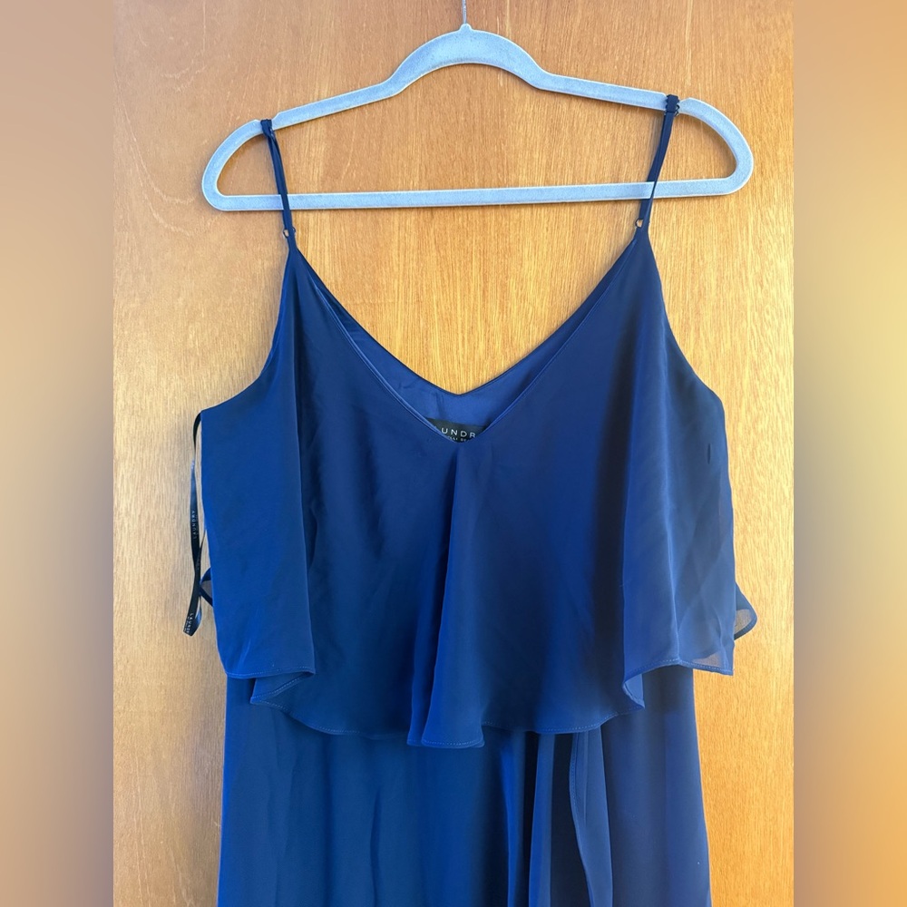 Laundry By Shelli Segal Navy Ruffle Maxi Dress - Picture 4 of 7